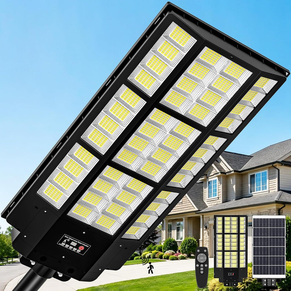 15000W Solar Street Lights, Solar Lights Outdoor IP66 Waterproof | Motion Sensor and Remote, 7000K Commercial Parking