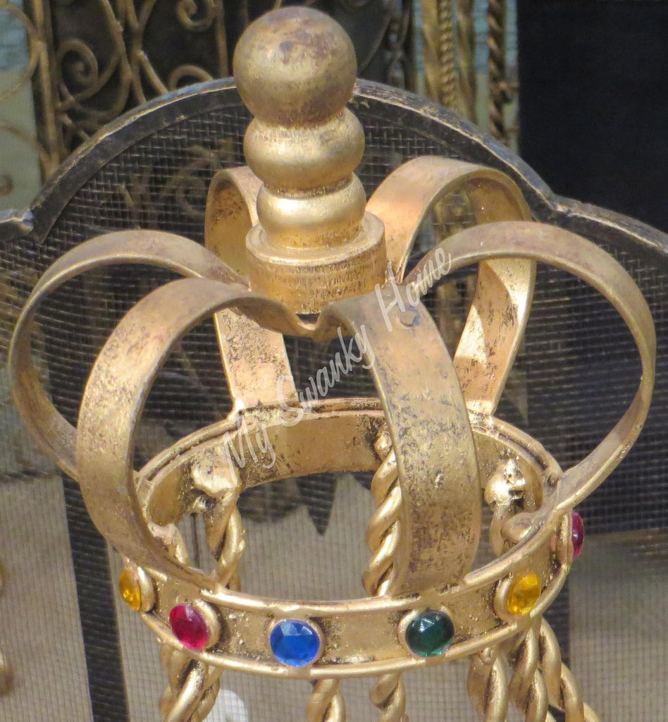 Jeweled Crown Gold Iron Dog Bed | Pet Canopy Metal Royal