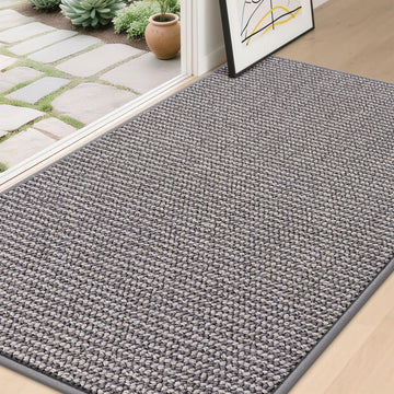 Dirt Trapper Door Mat 36" x 60", Non-Slip Washable, Light Grey
