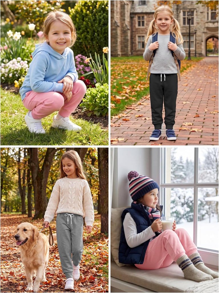 3 Pack Toddler and Girls Sweatpants Kids Cotton Joggers Pants