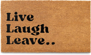 Live Laugh Leave Welcome Mat Outdoor 30x17 Inch, Funny Front Door Mat Coir | Funny Home Decor, Conversation Starter