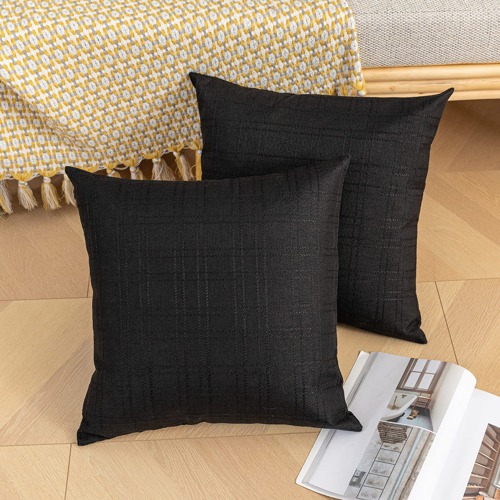 Outdoor Waterproof 24"x24" Pillow Covers 2 Pack, Black