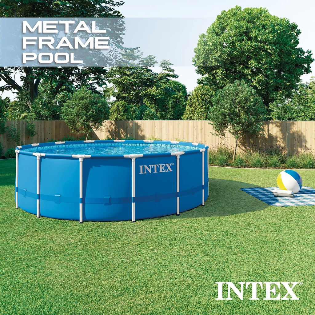 Metal Frame 15' x 48" Round Above Ground Swimming Pool Set with Filter Pump, Ladder, and Cover with Maintenance