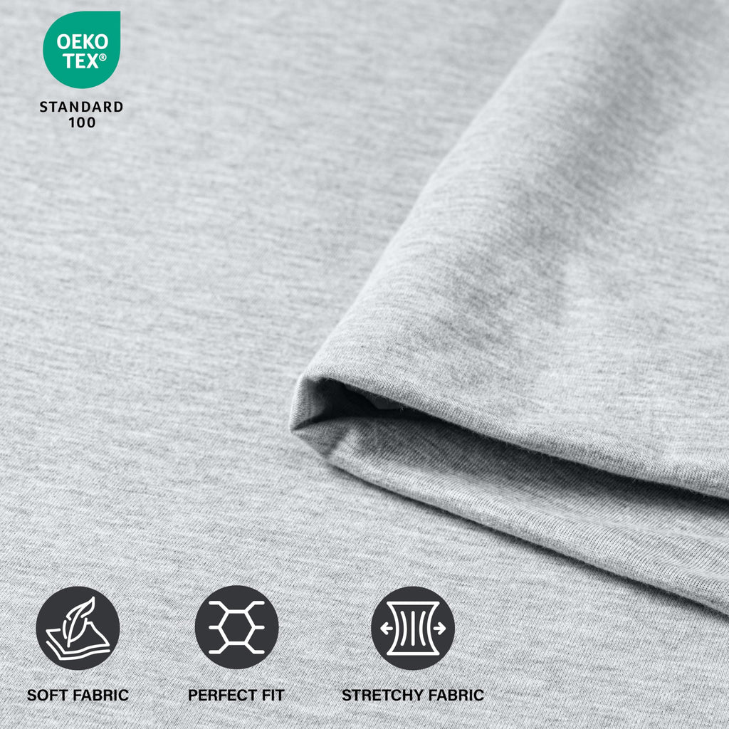 Jersey Knit Sheets 4 Piece, Cotton T-Shirt Feel, Heather Light Grey