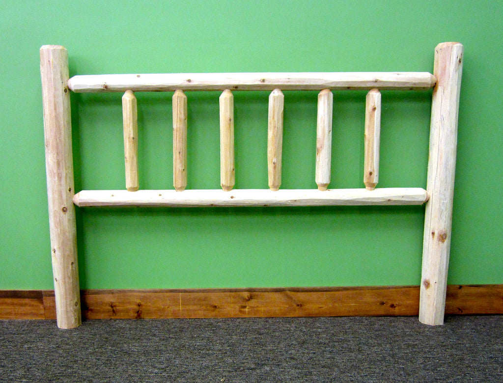 Log Headboard, Full Size - Unfinished Natural Beige, Solid White Cedar Wood, Heavy Duty, Amish Handcrafted in USA