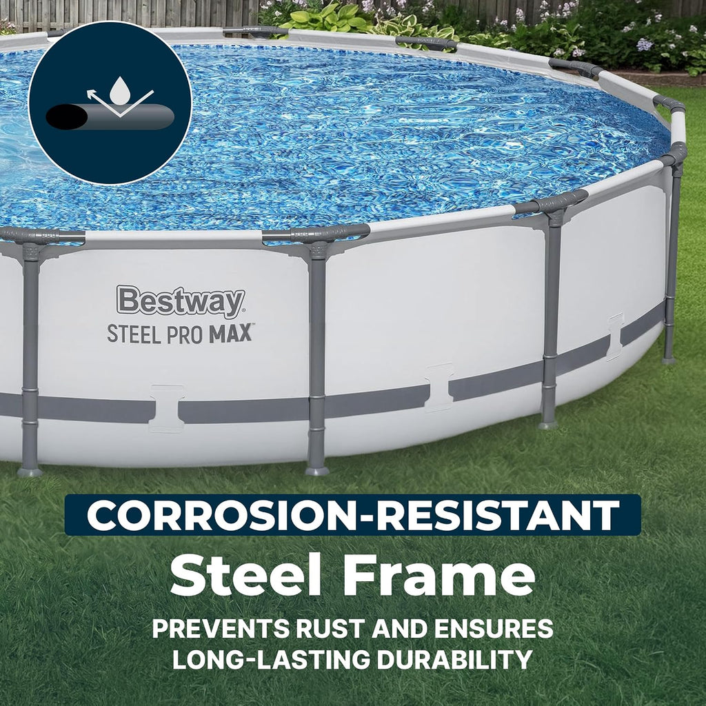 Steel Pro MAX 14' x 33" Round Above Ground Pool Set with Pump | Metal Frame Pool, Corrosion-Resistant Steel