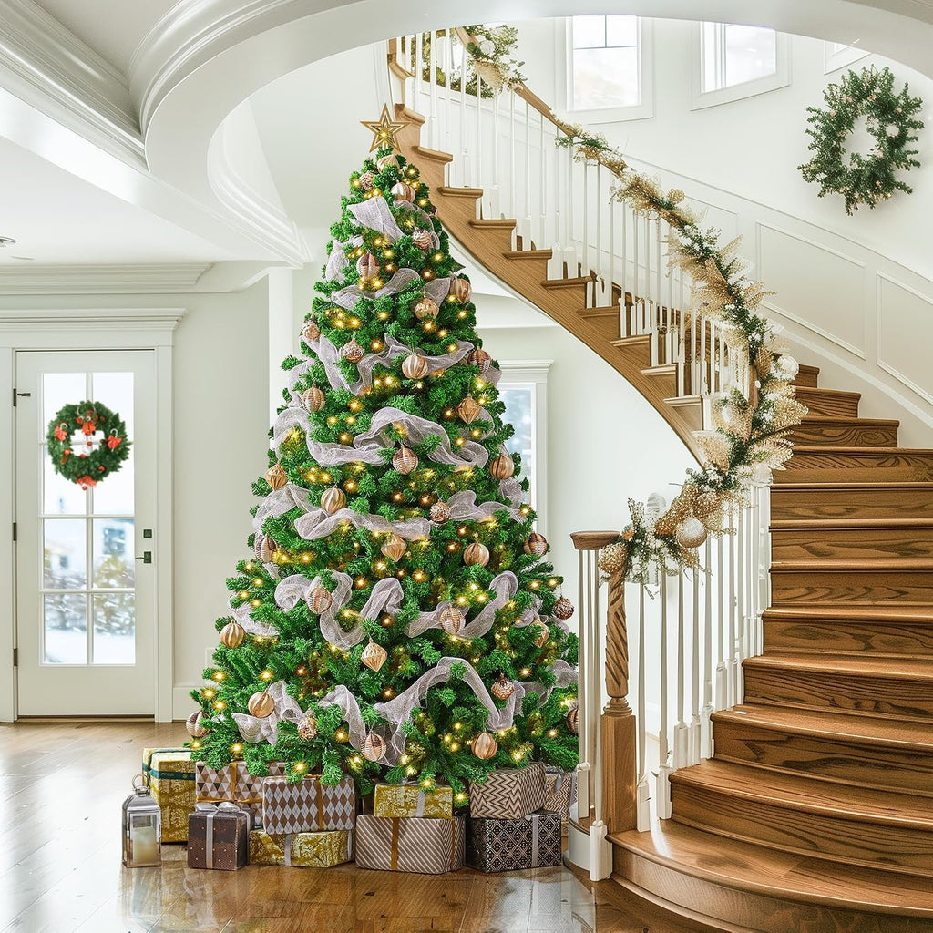 7.5ft Prelit Artificial Christmas Tree with 550 Warm White Lights | 1284 PVC Branch Tips Look Full and Lifelike on a