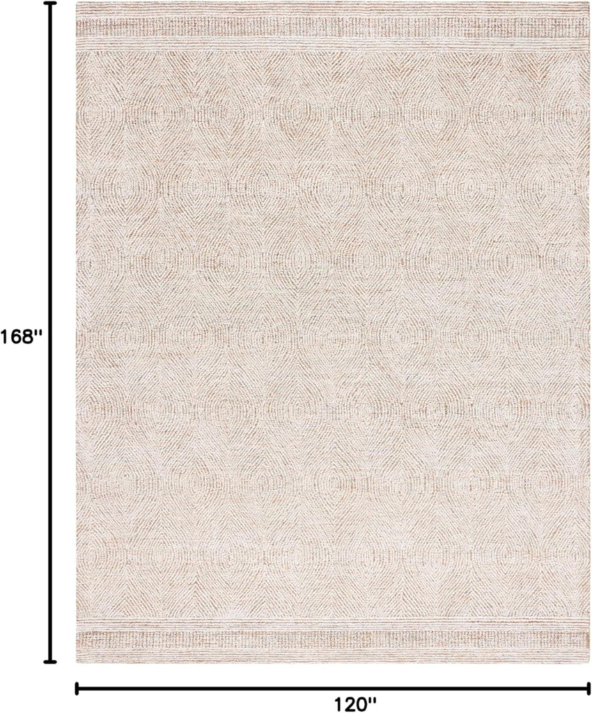 Abstract Area Rug - 10' x 14', Ivory & Rust, Handmade Wool