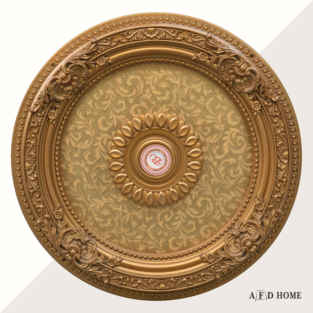 Golden Leaf Chandelier Ceiling Medallion and Fan Medallion, 24 Inches