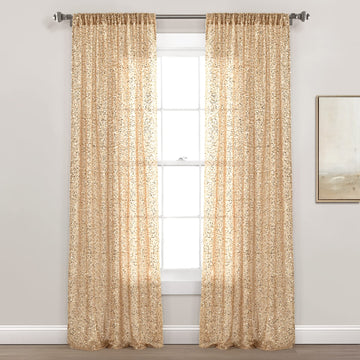 Ballgown Glam Sparkle Sequins Window Curtain Panel, Single, 52" W x 84" L, Champagne - Sequin Curtains - Sparkly
