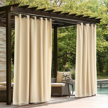 Waterproof Outdoor Curtains 300 GSM , Premium Thermal Insulated Privacy Assured Thick Outside Curtains for Porch