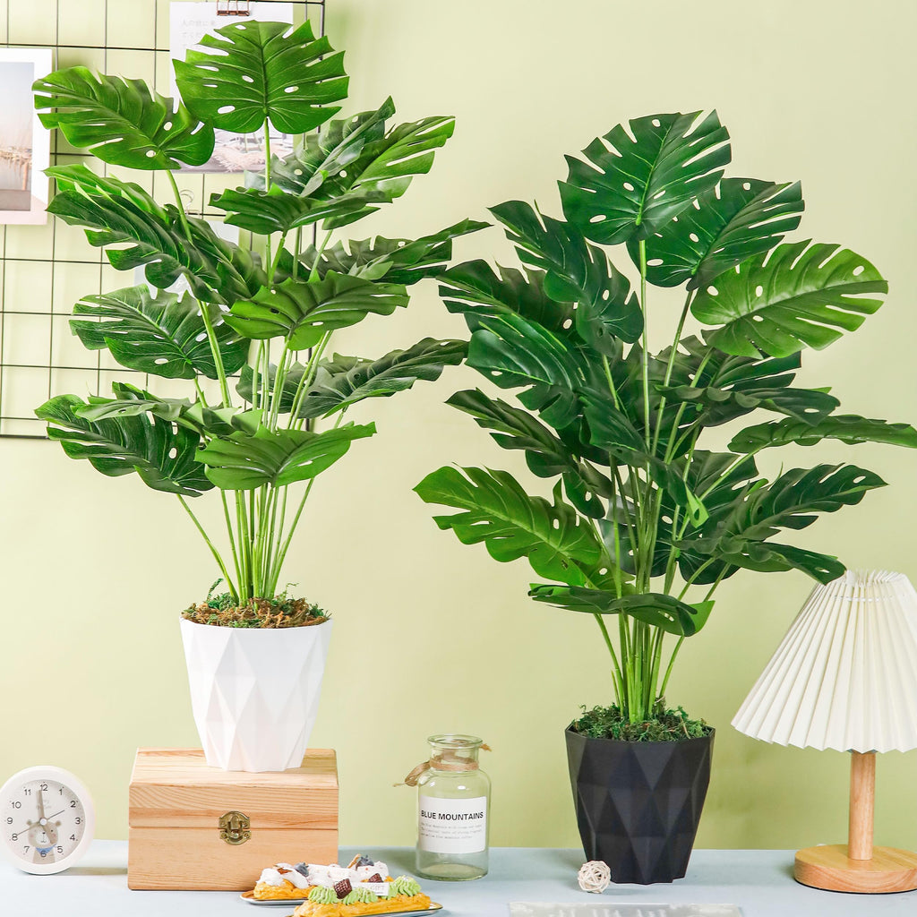 2 Pack 28" Tall Fake Plants, Monstera Plants Decor