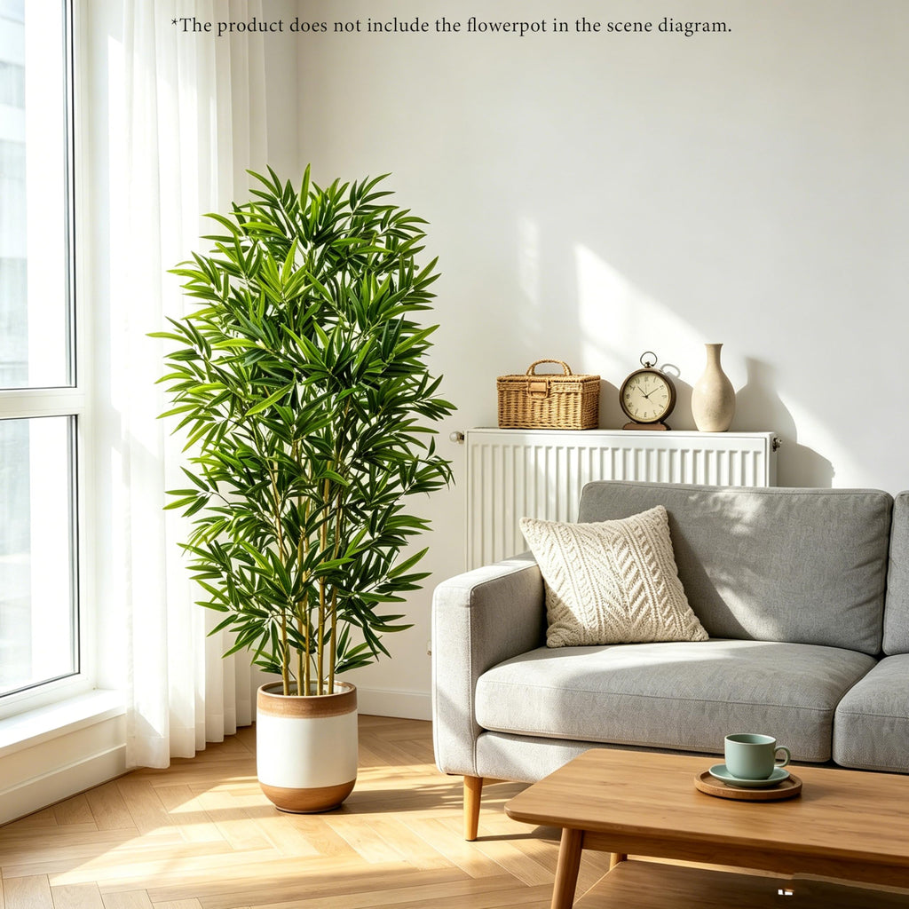 Bamboo Tree Artificial 5FT Fake Tree in Black Pot Decor