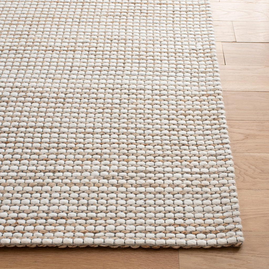 Natural Fiber Collection Area Rug - 8' Square, Natural & Ivory, Handmade Farmhouse Jute & Wool, Ideal for High