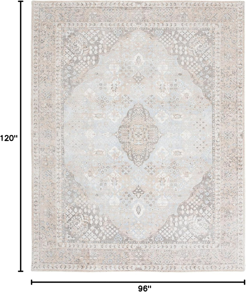 Area Rug 8x10 - Restoration Vintage - Large - Beige & Sand, Handmade Wool & Viscose