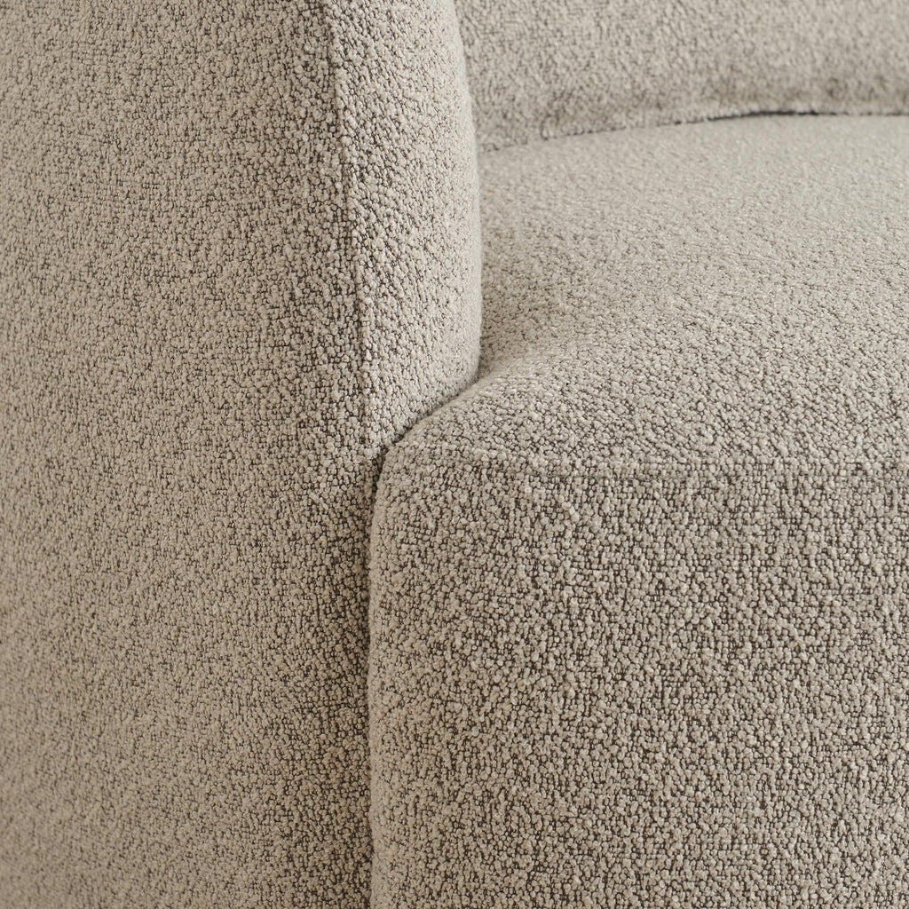 34" Wide 2 Boucle Swivel Barrel Chairs and 2 Ottomans Set, Taupe