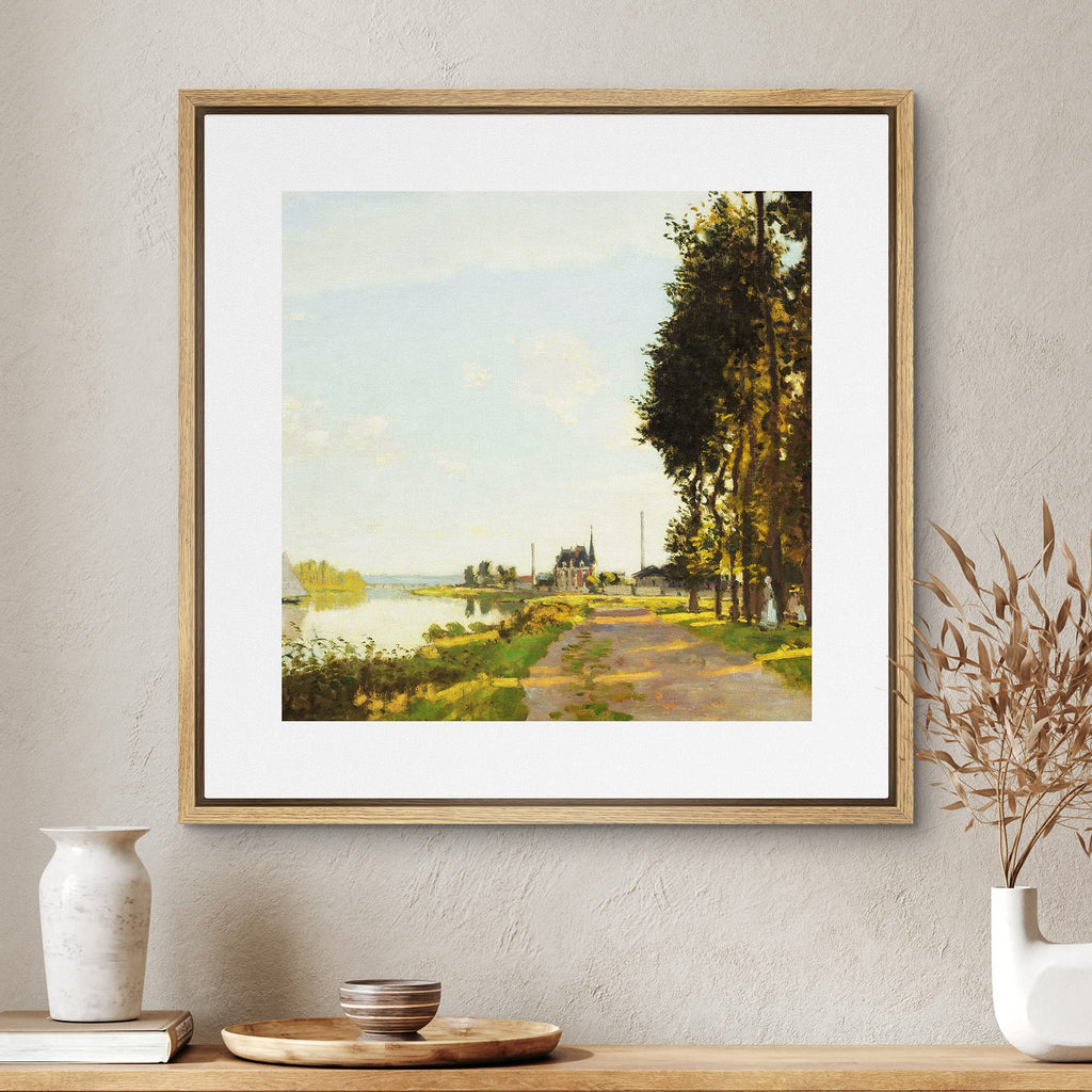 Framed Canvas Print Wall Art Argenteuil by Claude Monet Nature Wilderness Oil Painting Impressionism Rustic Scenic