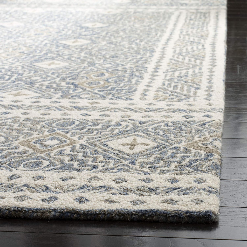 Micro-Loop Collection Area Rug - 10' x 14', Grey & Ivory, Rustic Boho Design, Handmade Wool, Ideal for The Living