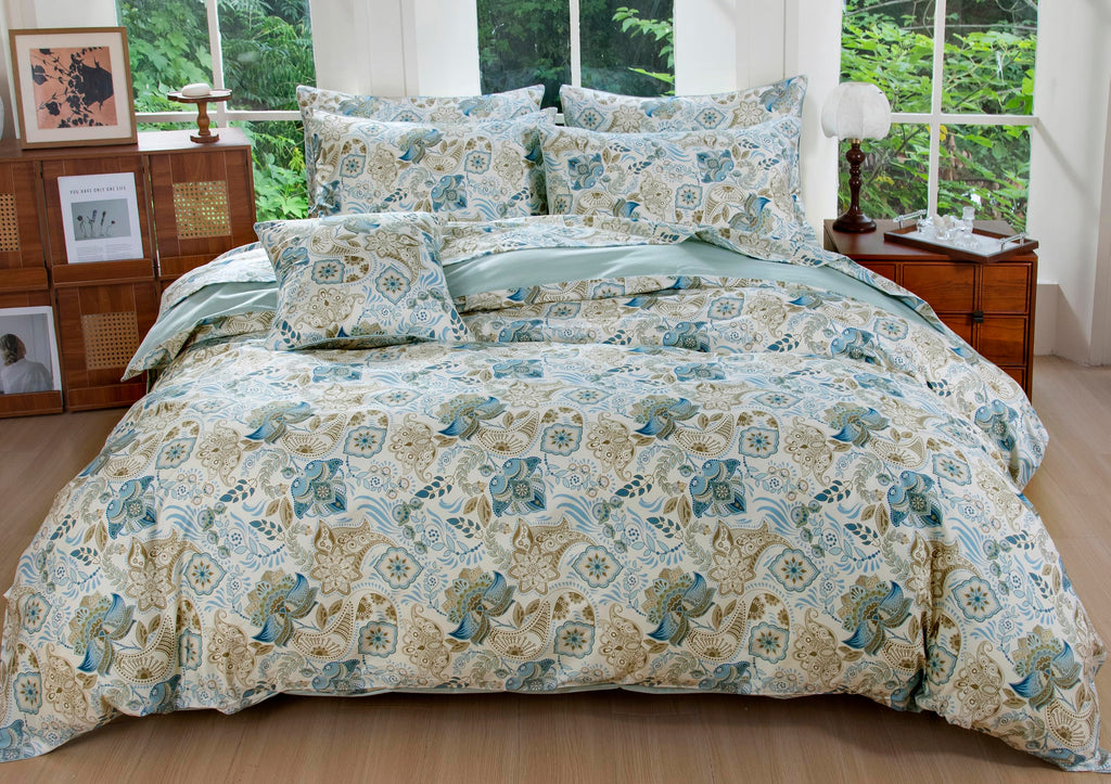 Vintage Classic Rural Paisley Flower 3Pcs Duvet Cover Set