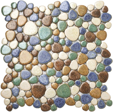 Matte Pebble for Shower Floor Mosaic Tile Wall Backsplash Floor Non Slip [5 Sheets]