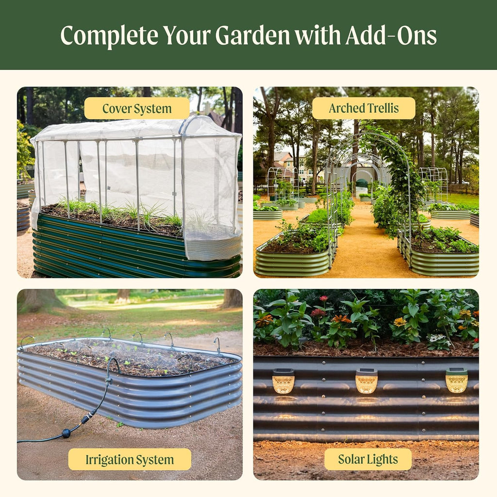 Garden Raised Garden Bed Kit, 17" Tall 10 in 1 Jumbo Modular Raised Garden Beds, Metal Planter Box for Vegetables