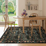 3x5 Area Rug, Vintage Floral Washable Rug for Bedroom with Non Slip Design, Soft Low Pile Indoor Sma
