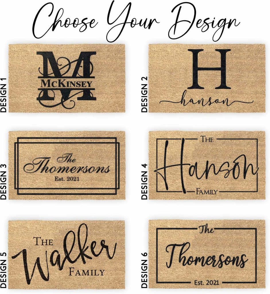Personalized Welcome Doormat - Custom Name Front Door Mat, 18x30 | natural coconut coir, 3/4in thick, covered outdoor