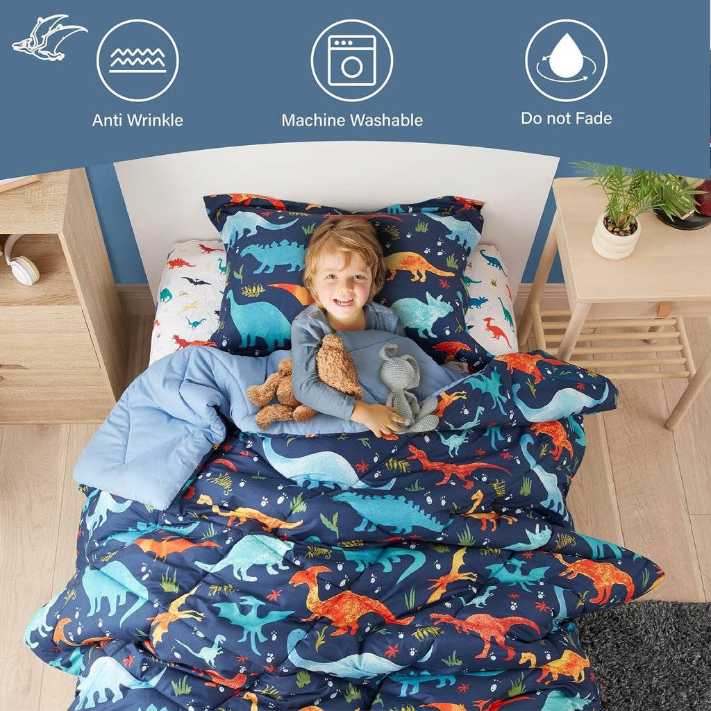 Twin Dinosaur Kids Bedding Set for Boys, 2 Pieces Twin Dinosaur Kids Comforter Sets for Boys, Super Soft Lightweight
