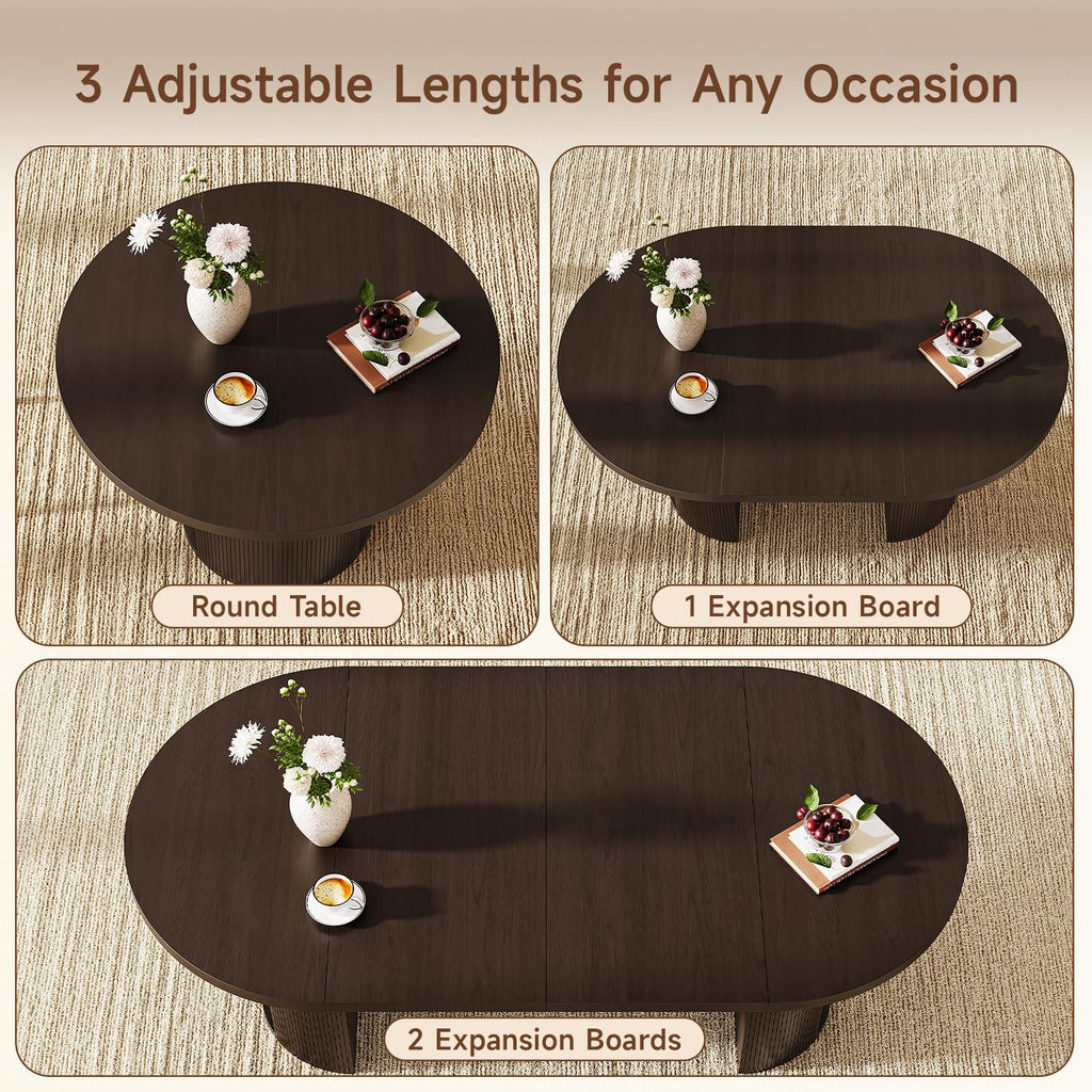 41-78Inch Extendable Dining Table for 4-8, Storage Shelf, Darkbrown