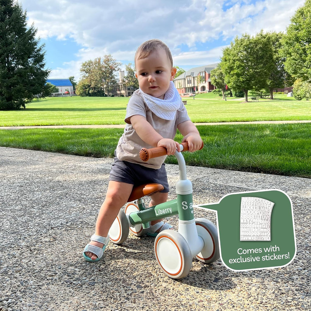 Baby Balance Bike Ride Toy for 1 2 Years Old Adjustable Seat, Green
