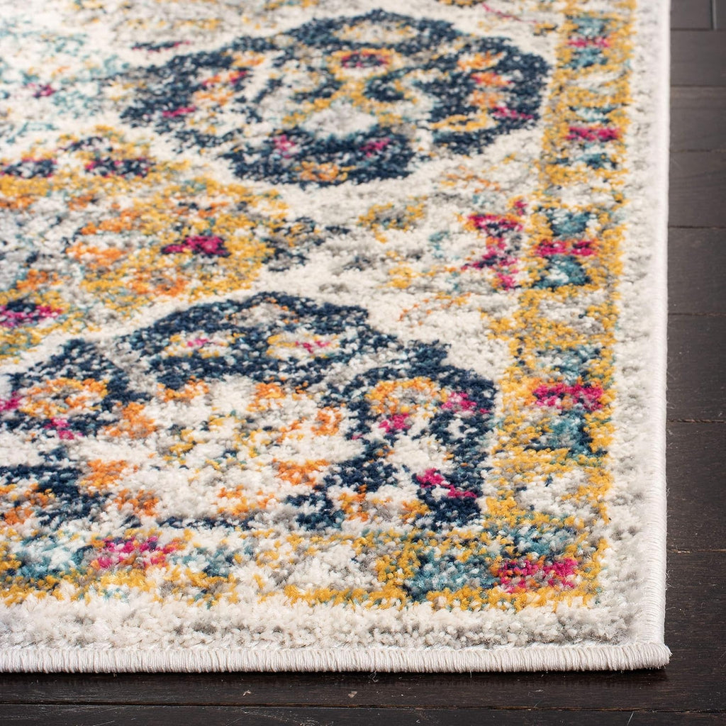 Madison X-Large Area Rug - 12' x 15', Cream & Multi, Floral Medallion Distressed Design, Non-Shedding & Easy Care