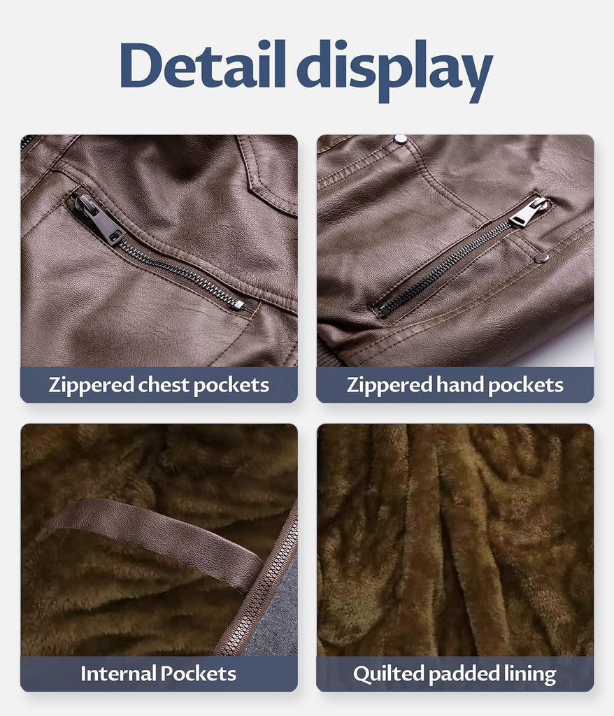 Boy's Faux Leather Jacket Windproof Warm Winter Coat Kids Bomber Outerwear Waterproof PU Motorcycle Jacket