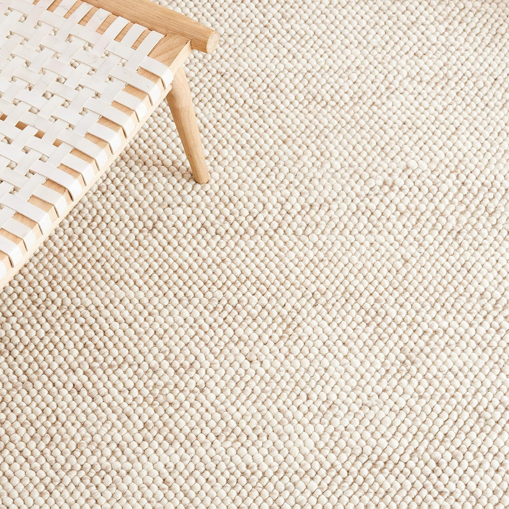 Area Rug 8x10 - Natura - Large - Beige & Ivory, Handmade Wool Blend, Textured Design