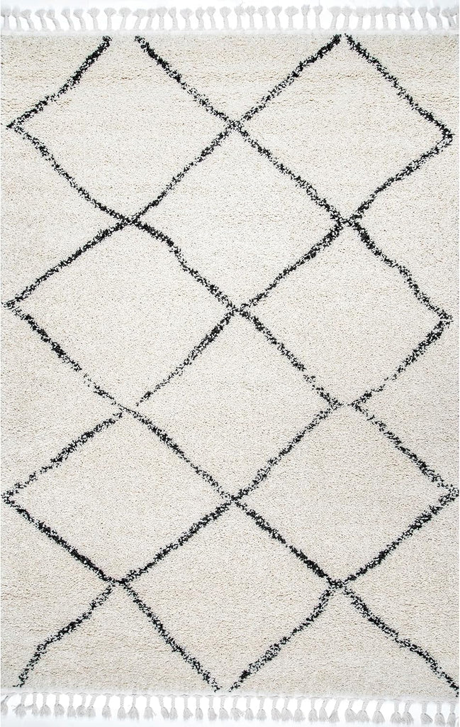 Jessie Off White Trellis Power Loomed Area Rug