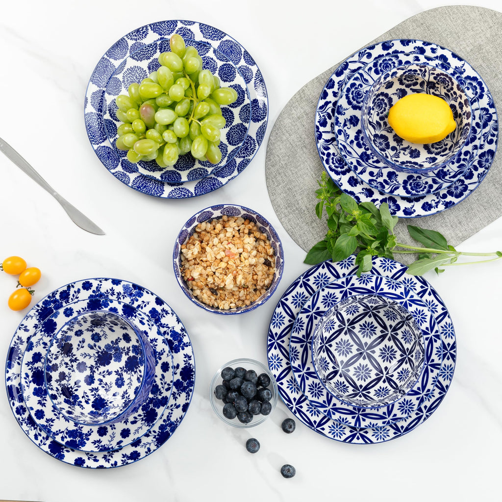 12 Pieces Modern Porcelain Dinnerware Set, Service for 4, Ceramic Plates and Bowls Sets, Kitchen Dinner, Salad
