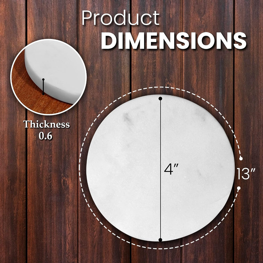 Marble Coasters - White, Round Stone Mat - Set of 4