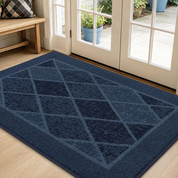 Dirt Trapper Door Mats 36" x 60", Non-Slip Washable, Navy Blue