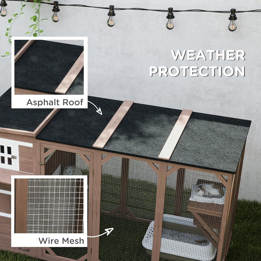 Catio Outdoor Cat Enclosure Large Wood Kitten Cat House 45" H Brown