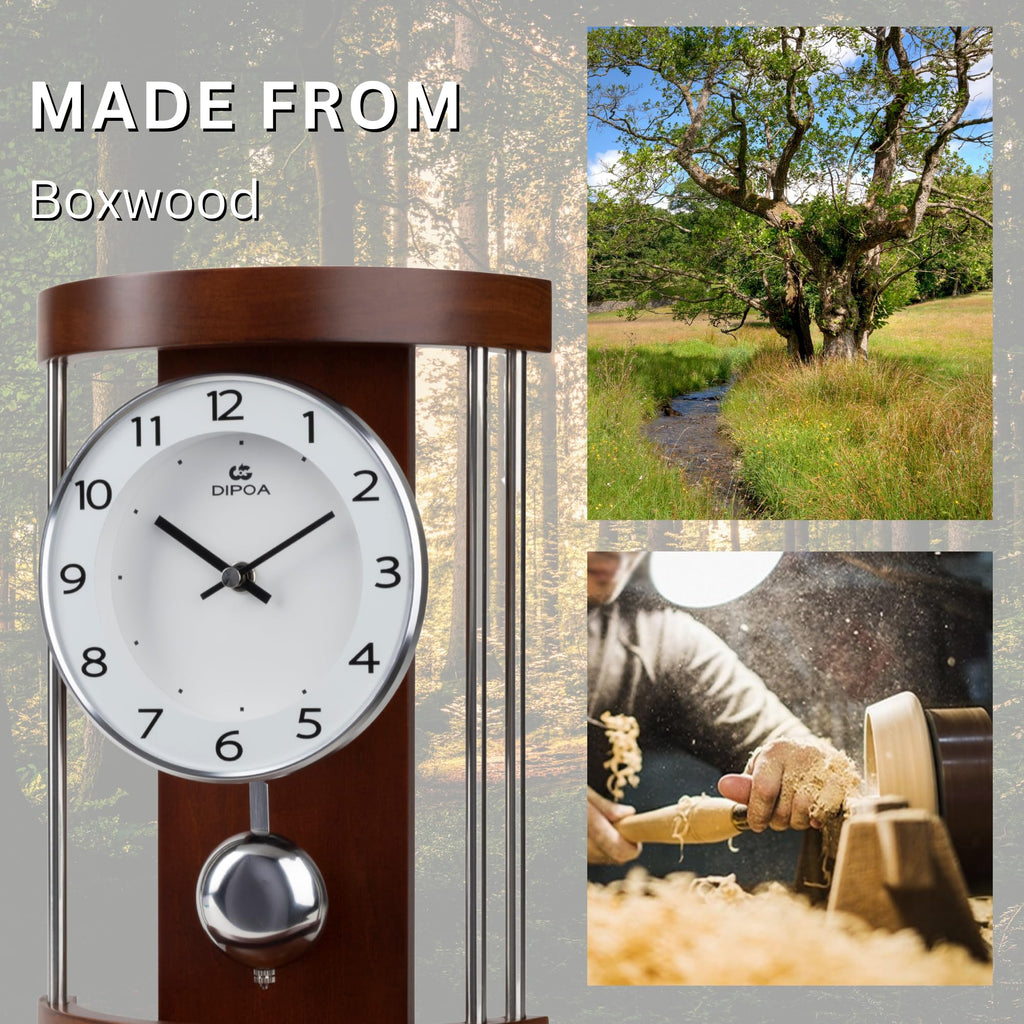 Classic Mantel Clock Home Decoration Boxwood Tabletop Pendulum Hollow Frame Design Mid-Century, Fireplace