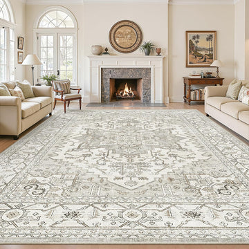 Living Room 10x14 Area Rugs, Washable Area Rug Stain Resistant Carpet Vintage Soft Rugs for Bedroom 
