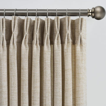 Beige Sheer Pinch Pleated Curtains 96 Inches Long 2 Panels,Back Tab Pleated Drapes Hooks Thick Linen Textured Boho