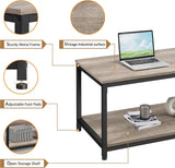 39.5" 2-Tier Coffee Table with Storage Shelve, Industrial Gray Coffee Table, Easy Assembly