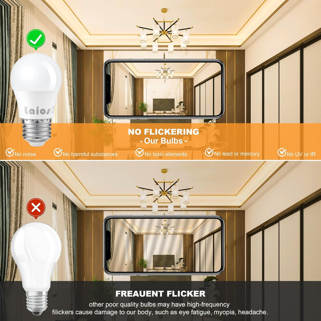 E26 LED Light Bulb A15 Shape, 3W Replace 30W, 400lm, Daylight 5000K, 120V Medium Screw Light Bulb, Pack of 6, Non