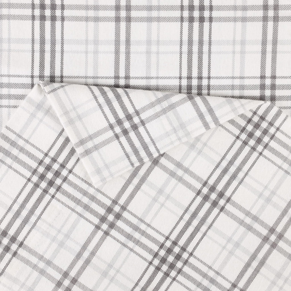 Plaid Flannel Cotton Sheet Set, Fuzzy Warm Sheets, Rustic Classic Farmhouse Bedding, Basics, Includes; 1 Flat Sheet