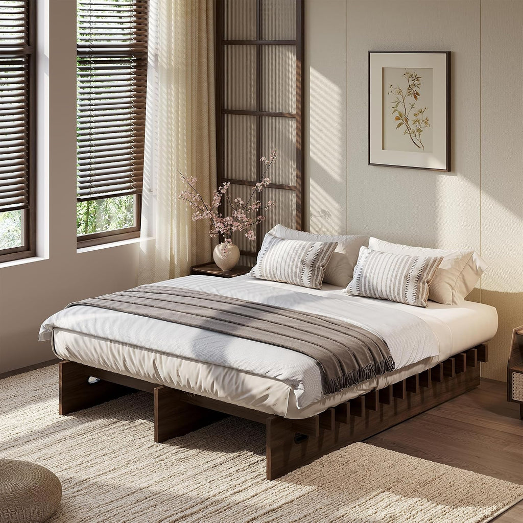 Japanese Platform Bed Frame - Walnut King