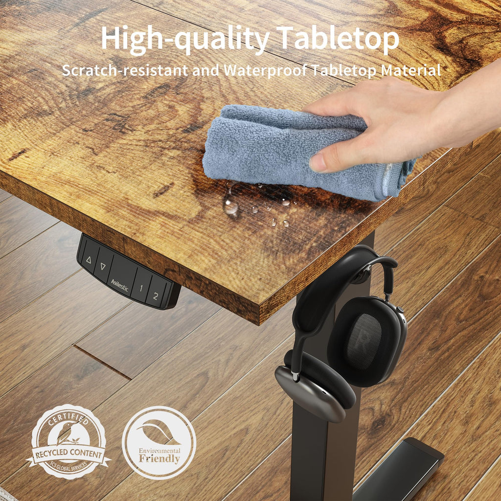48*24 Inch Height Adjustable Electric Standing Desk, Rustic Brown