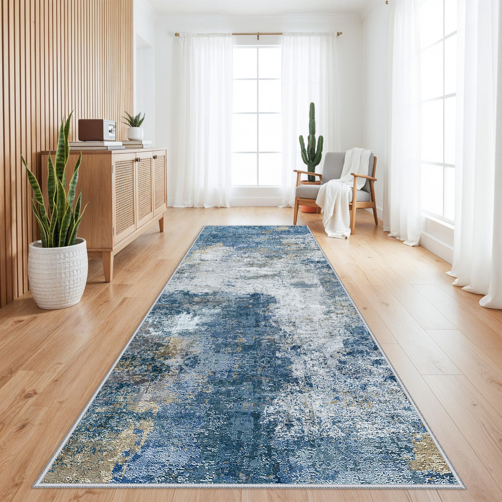 3x10 Runner Rug : Non-Slip Washable Kitchen Runner Coastal Wide Throw Carpet Entryway Bathroom - Soft Low Pile Thin