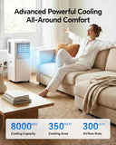 8,000 BTU Portable Air Conditioner - Cools Up to 350 Sq. Ft., 5-in-1 Portable AC Unit for Rooms with Remote Control