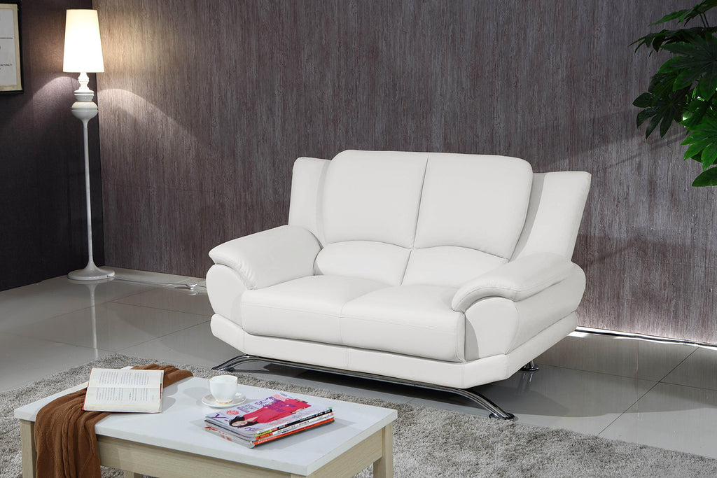 Milano Contemporary Leather Sofa Set (White)