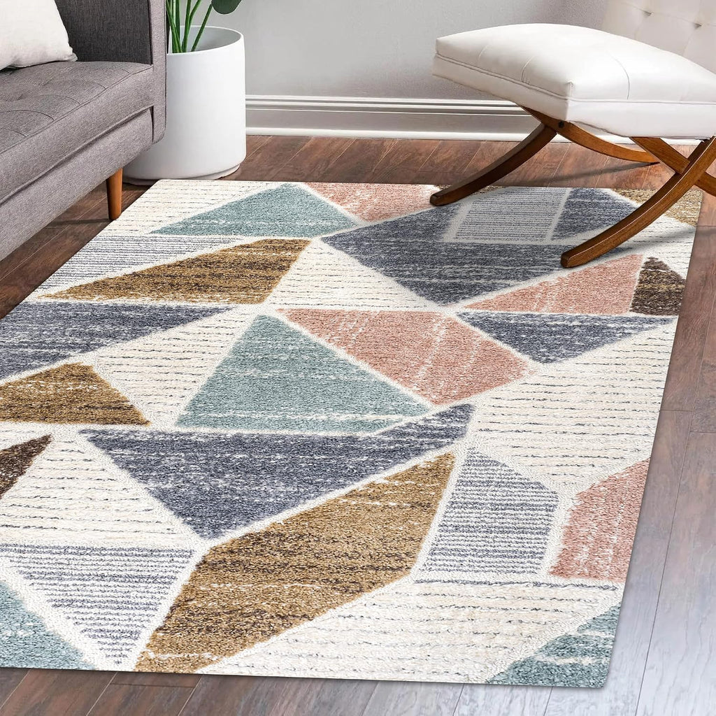 Scandi Colorblock High-Low Area Rug 3X5 Multi, Modern Indoor Rug